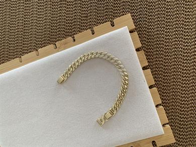 Vip Gold Ortası Zirkon Taşlı Klasik Zincir Bileklik