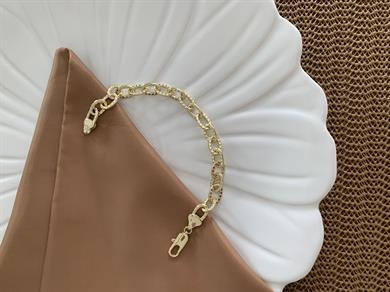 Vip Gold  Oval İç İçe Geçme Zincirli Bileklik