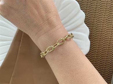 Vip Gold  Oval İç İçe Geçme Zincirli Bileklik