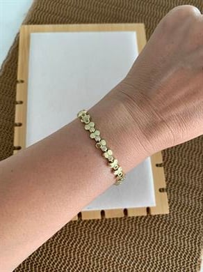 Vip Gold Petekli Tek Taş Sıralı Tasarım Bileklik 