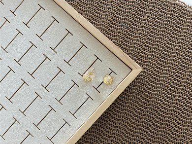 Vip Gold Pırıltı Çizgili Daire Küpe