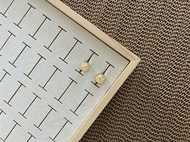 Vip Gold Pırıltı Çizgili Daire Küpe