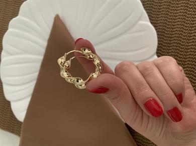 Vip Gold Pırıltılı Burgu Halka Küpe