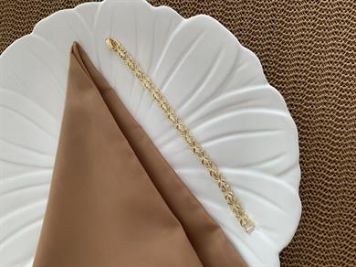 Vip Gold Pırıltılı Çiçek İşlemeli Bileklik