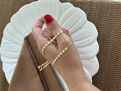 Vip Gold Pırıltılı Ezme Düğüm Zincirli Kolye
