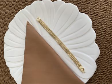 Vip Gold Pırıltılı Hasır İkili Badem Tasarım Bileklik