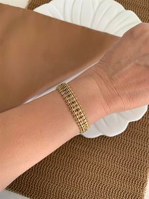 Vip Gold Pırıltılı Hasır İkili Badem Tasarım Bileklik