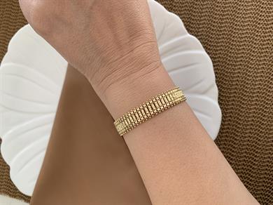 Vip Gold Pırıltılı Hasır Zincir Bileklik