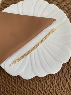 Vip Gold Pırıltılı Hasır Zincirli Bileklik