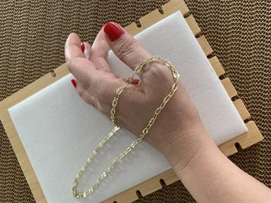 Vip Gold Pırıltılı İç İçe Geçme Zincirli Kolye