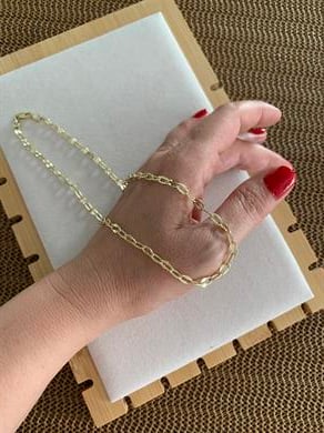 Vip Gold Pırıltılı İç İçe Geçme Zincirli Kolye