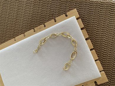 Vip Gold Pırıltılı İç İçe Oval Zincir Bileklik