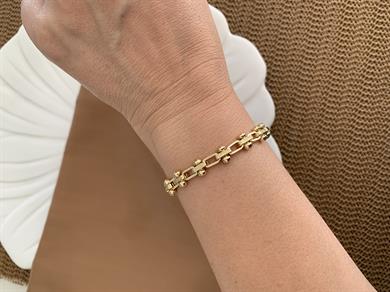 Vip Gold Pırıltılı İç İçe Topçuklu Zincir Bileklik