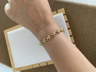 Vip Gold Pırıltılı İç İçe Topçuklu Zincir Bileklik