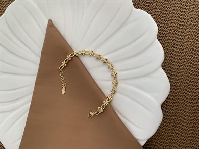 Vip Gold Pırıltılı İç İçe Topçuklu Zincir Bileklik