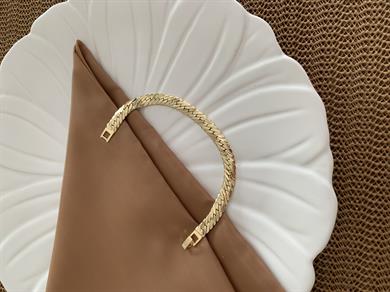 Vip Gold Pırıltılı İnce S Bileklik