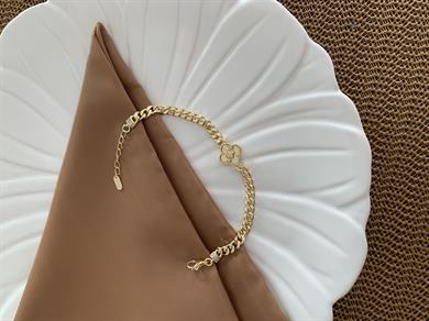 Vip Gold Pırıltılı Klasik Zincirli Yonca Bileklik