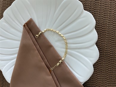 Vip Gold Pırıltılı Lazer Kare Sıralı Bileklik