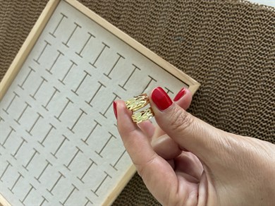 Vip Gold Pırıltılı Lazer Kesim Halka Küpe