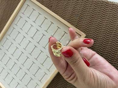 Vip Gold Pırıltılı Lazer Kesim Halka Küpe