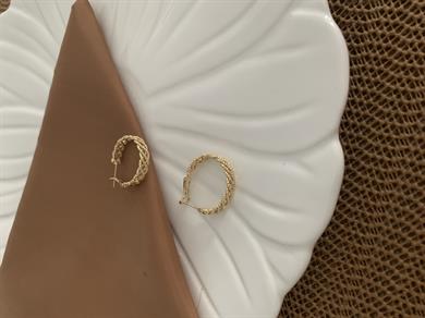 Vip Gold Pırıltılı Örgü Zincir Halka Küpe