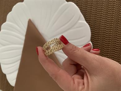 Vip Gold Pırıltılı Örgü Zincir Halka Küpe