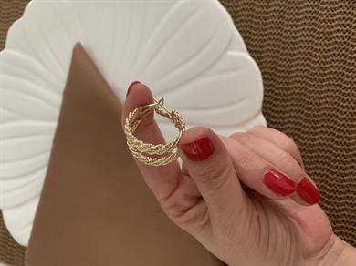 Vip Gold Pırıltılı Örgü Zincir Halka Küpe