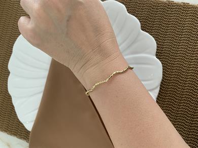 Vip Gold Pırıltılı Zikzak Bileklik