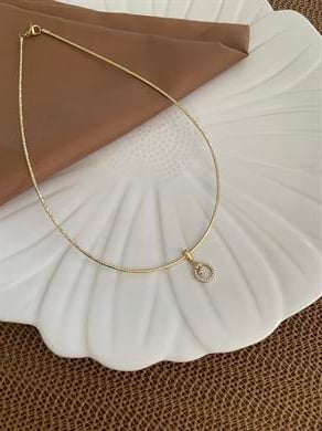 Vip Gold Pırıltılı Zirkon Taşlı Daire Sallantılı Cocher Kolye