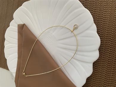Vip Gold Pırıltılı Zirkon Taşlı Daire Sallantılı Cocher Kolye