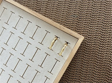 Vip Gold Plaka Boğumlu Damla Sıralı Halka Küpe