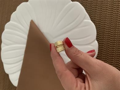 Vip Gold Plaka Çizgili Halka Küpe