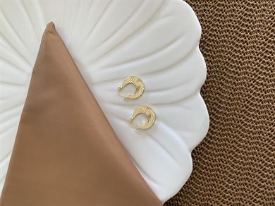 Vip Gold Plaka Çizgili Sepet Halka Küpe