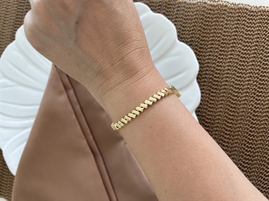 Vip Gold Plaka Çubuk Sıralı Bileklik