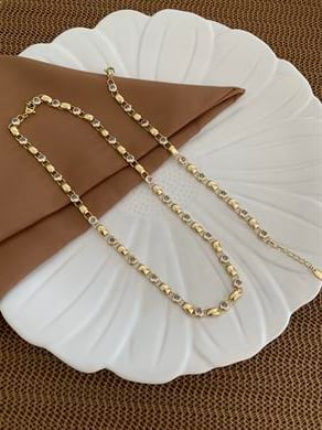 Vip Gold Plaka Daire Tek Taş Kolye Bileklik Set