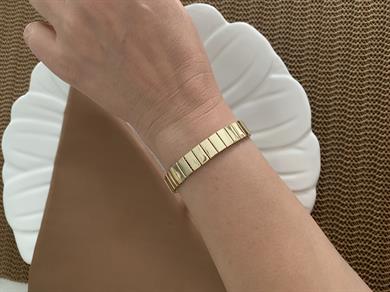 Vip Gold Plaka Dikdörtgen Sıralı Tasarım Bileklik
