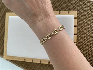 Vip Gold Plaka Düğme Sıralı Bileklik 