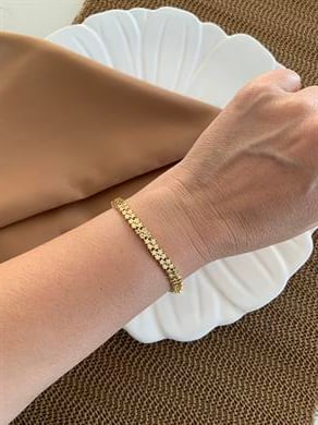 Vip Gold Plaka İki Sıra Yıldız Bileklik