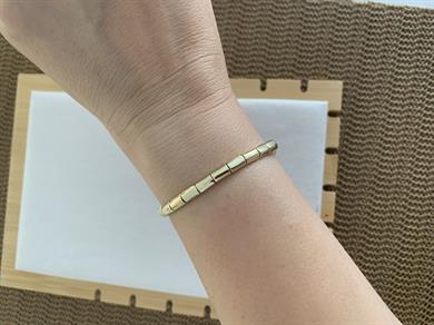 Vip Gold Plaka Küp Sıralı Bileklik