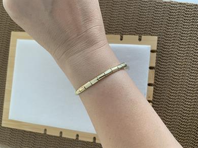 Vip Gold Plaka Küp Sıralı Bileklik