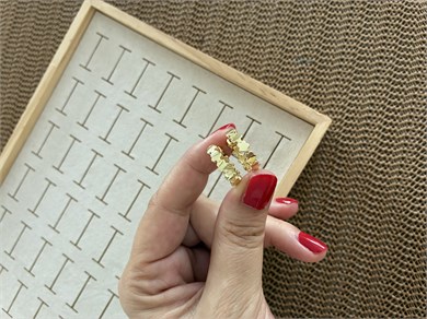 Vip Gold Mini Çiçek Sıralı Halka Küpe