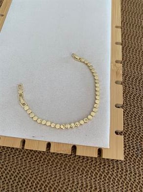 Vip Gold Plaka Petek Desenli Bileklik