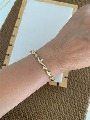 Vip Gold  Plaka S Sıralı Üçgen Tek Taşlı Tasarım Bileklik