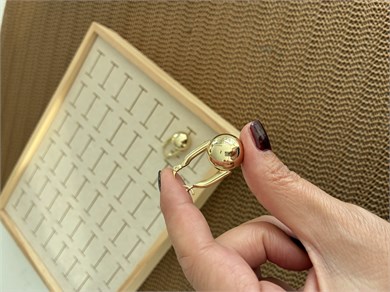 Vip Gold Plaka Top Sallantıl Tasarım Küpe