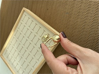 Vip Gold Plaka Top Sallantıl Tasarım Küpe
