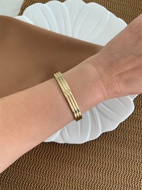 Vip Gold Plaka Üç Sıra Çizgili Kelepçe