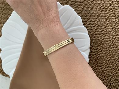 Vip Gold Plaka Üç Sıra Çizgili Kelepçe