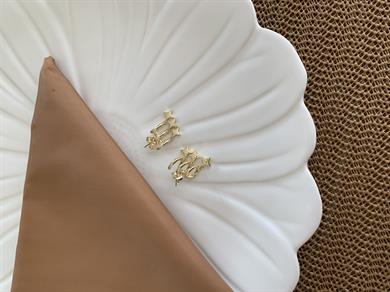 Vip Gold Plaka Yıldız Sallantılı Tasarım Küpe