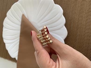Vip Gold Plaka Yıldız Sallantılı Tasarım Küpe