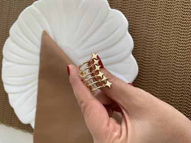 Vip Gold Plaka Yıldız Sallantılı Tasarım Küpe